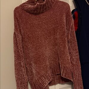 Cynthia Rowley Chenille Turtleneck Sweater in Dusty Rose